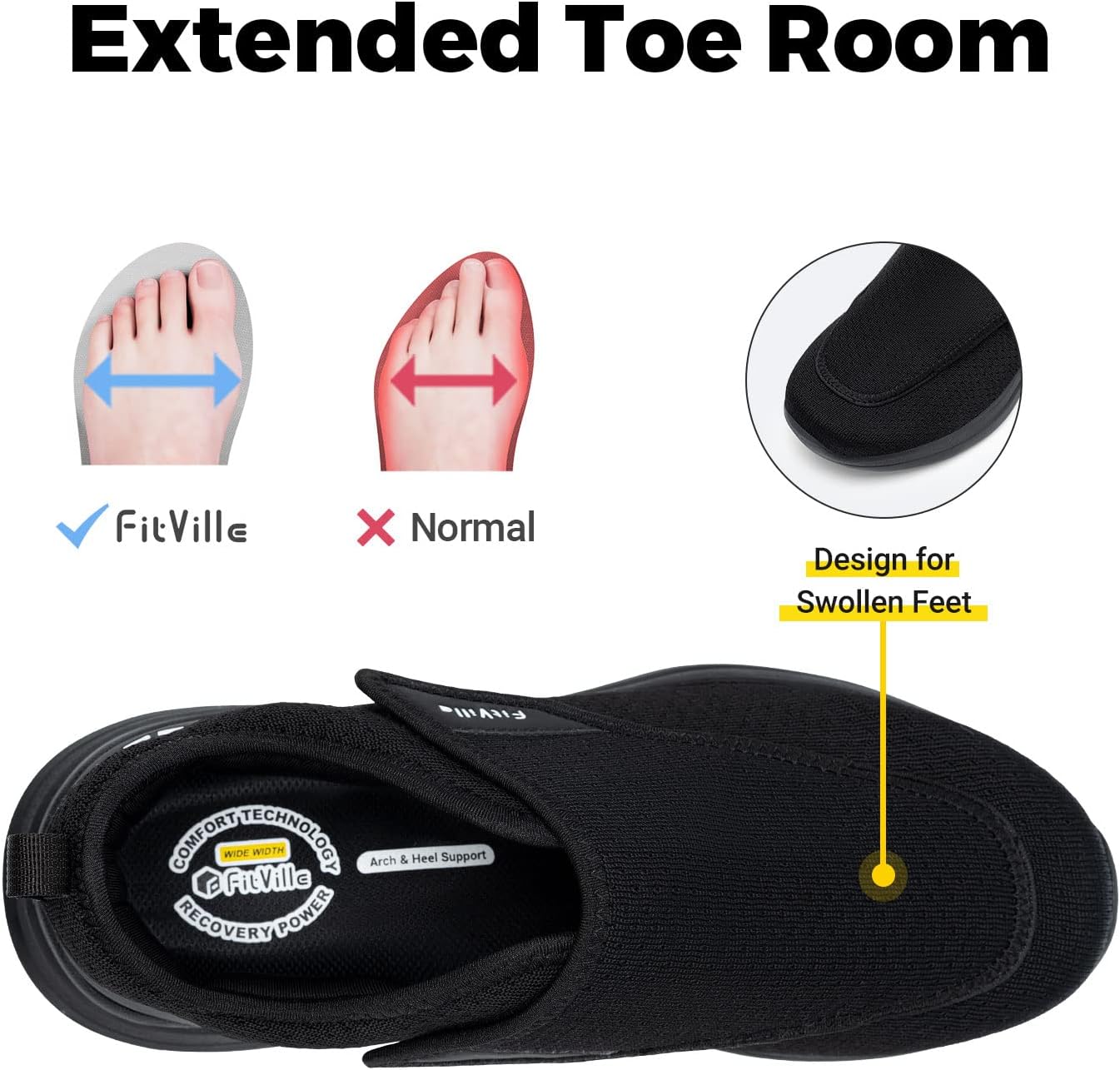 Fit | Diabetic Shoes for Men Extra Wide Senior Health Slippers